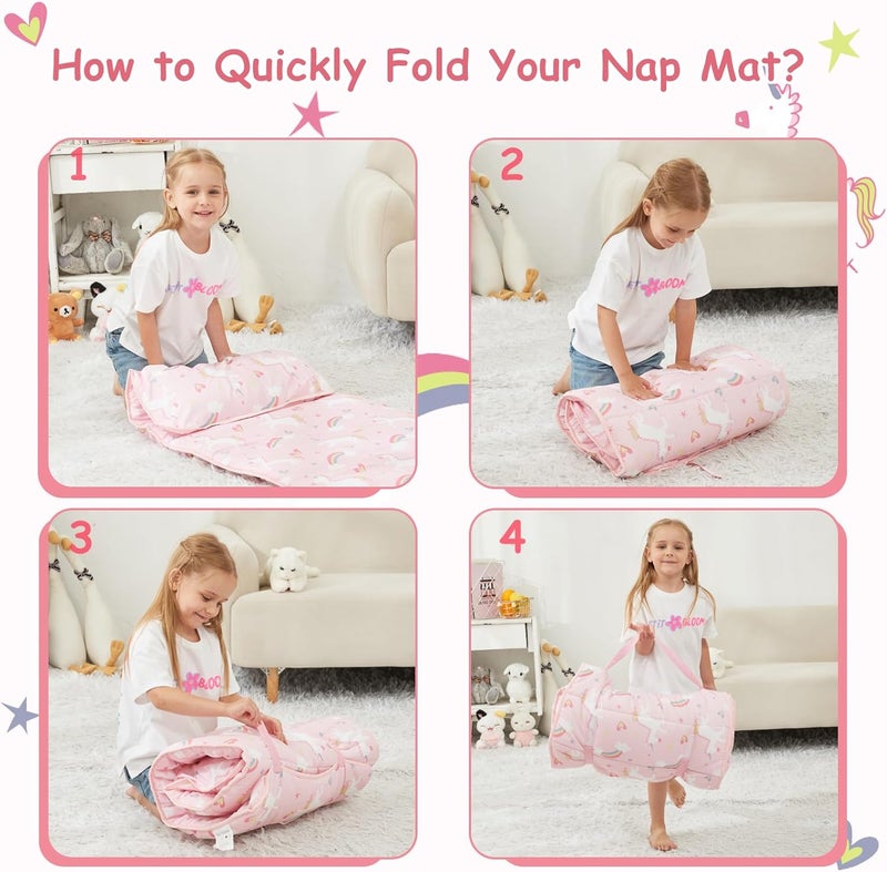 softan Toddler Nap Mat with Pillow and Blanket, Extra Large Rolled Napping Mats,Toddler Sleeping Bag for Daycare,Kids Sleeping Bags for Sleepover,Toddler Sleeping Bag Camping - Image 5